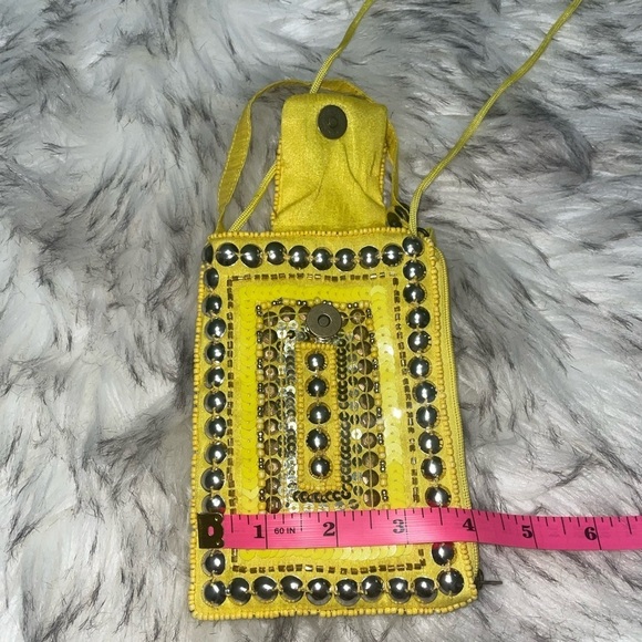 Beaded phone bag crossbody Yellow pouch travel bag vacation bag summer bag - Picture 10 of 16